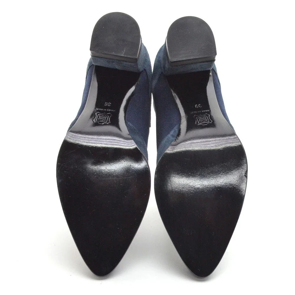 Claetyn Wood Blue Suede Top Zip Heeled Booties 39 New